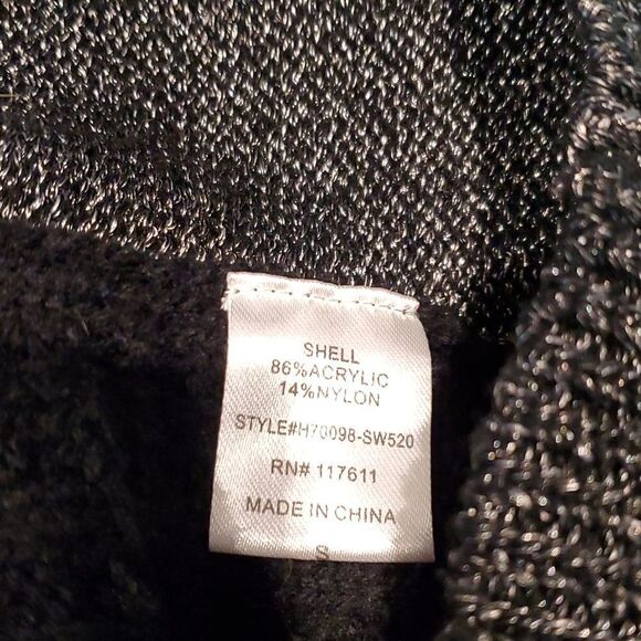 Potter's Pot Patchwork Open Weave Sweater Metallic Trim Sz S - Picture 8 of 8